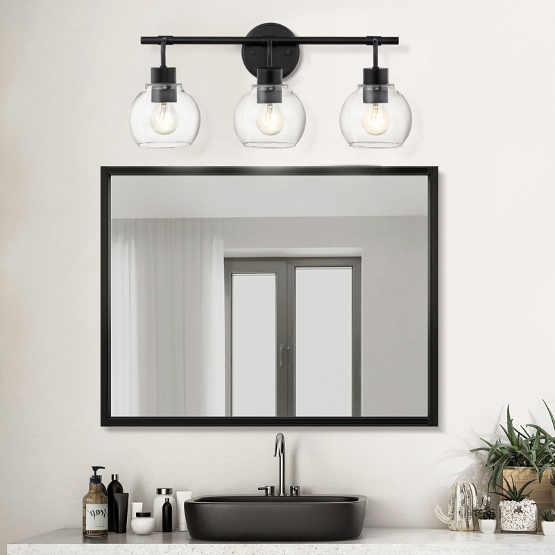 Éclairage de salle de bain moderne à intensité variable Northglenn, Noir, Trois lumières