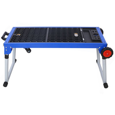 Miter Saw Stand, 5-In-1 Portable Workbench, Quick Folding Work Table With Detachable Miter Saw Stand & Height Adjustable Legs, Scaffold/Dolly/Creeper/Platform For Woodworking, Repair, Masonry