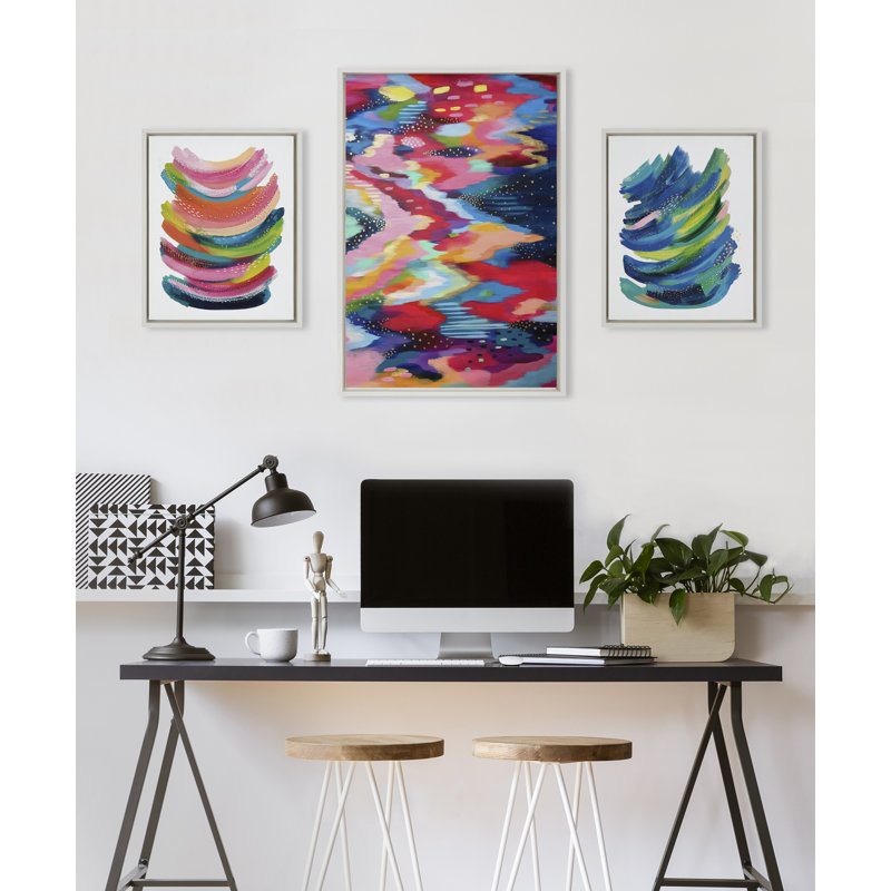 «Brushstroke 100, Bright Abstract and Bright Abstract 2» par Jessi Raulet de Ettavee, ensemble d'art mural sur toile encadrée
