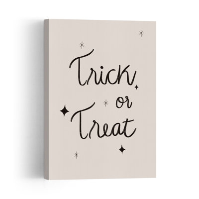 Halloween Trick Treat Script Playful Retro Vintage Landscape Nature Wall Art Print 1 Piece Wrapped Canvas Wall Art