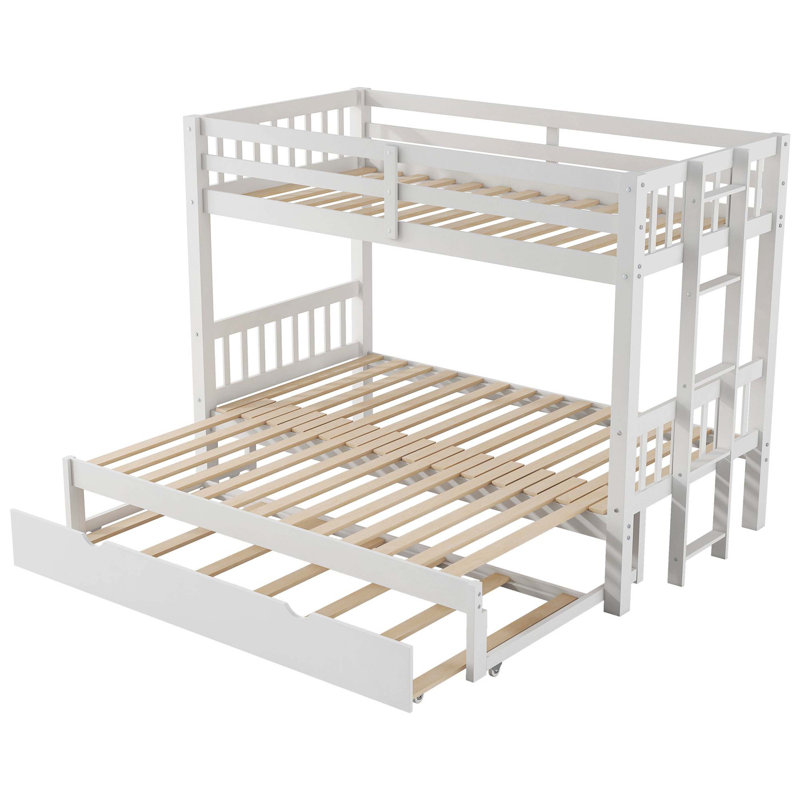 Lit simple superposé au dessus d'un lit gigogne, blanc