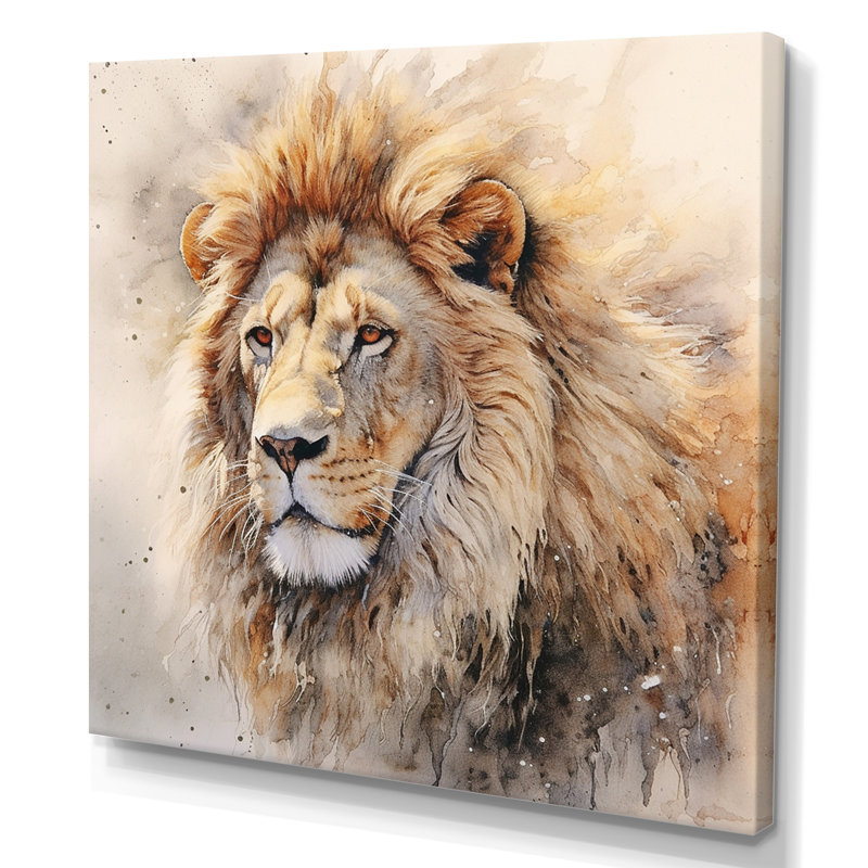 Lion, art mural sur toile, impression féroce et animal sauvage - lion féroce III, H 24 po x l 24 po x P 1 po, Toile tendue