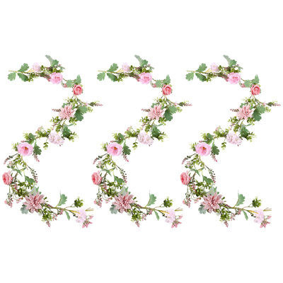 3 guirlandes de pivoines artificielles, 170 cm / 5,6 pi de longueur, fausses vignes, décoration florale centrale, fleurs en soie suspendues pour décor de mariage