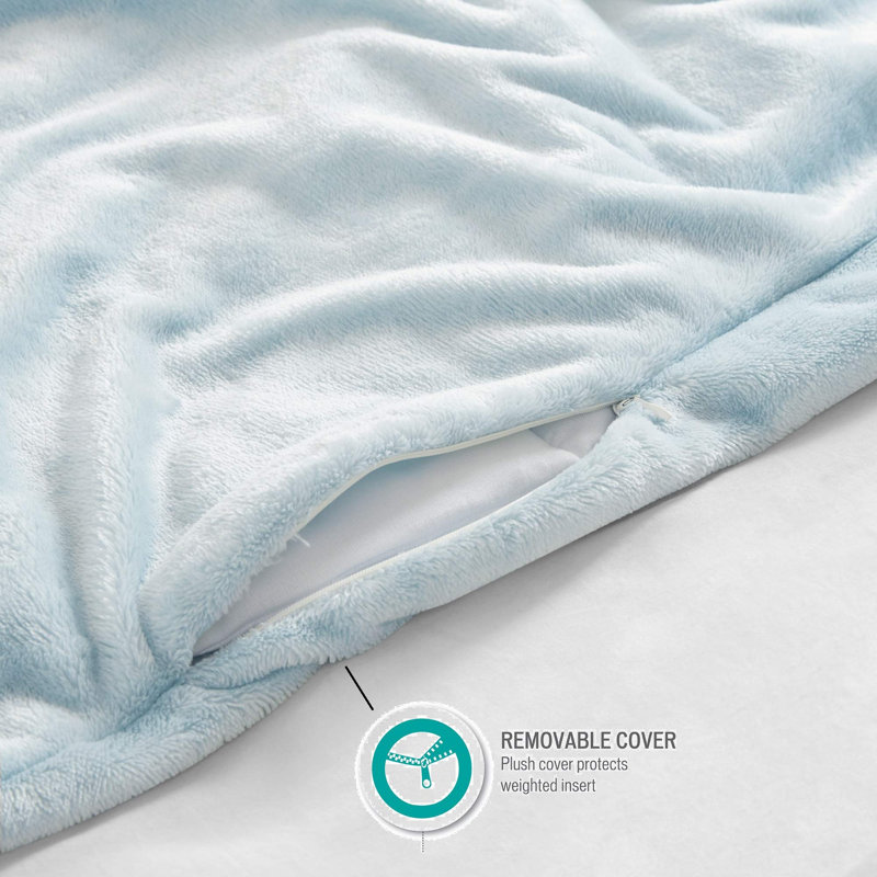 Couverture matelassée chauffante en peluche, Bleu