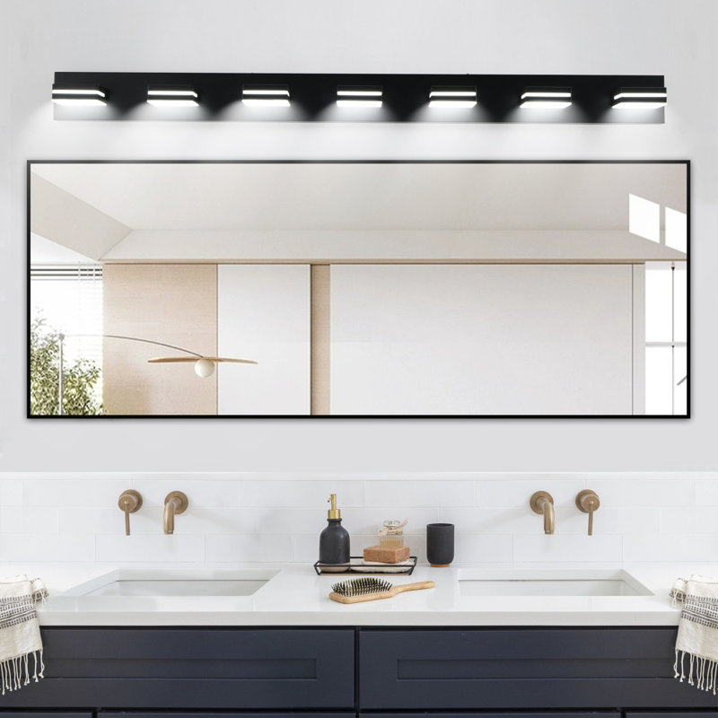 7-Lights Modern LED Vanity Light, Black