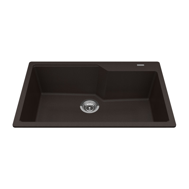 31.69'' L Single Bowl Granite Kitchen Sink, Onyx