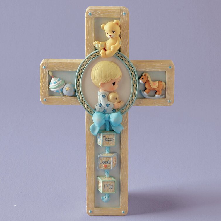 Jesus Loves Me Boy Praying Cross Hanging Art