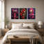 Ensemble de 3 toiles gothiques avec fleurs rouges et Halloween-1040195130
