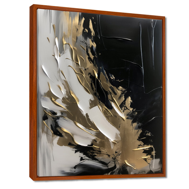 Organic Bliss Minimal Abstract Gold and Black - Art abstrait, peinture murale, H 32 po x l 24 po x P 1 po