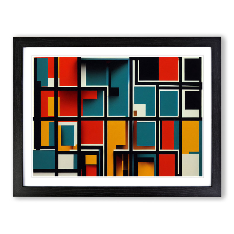 Bauhaus Architecture Vol.3 Abstract - Single Picture Frame Print, Black, 25cm H x 34cm W x 2cm D
