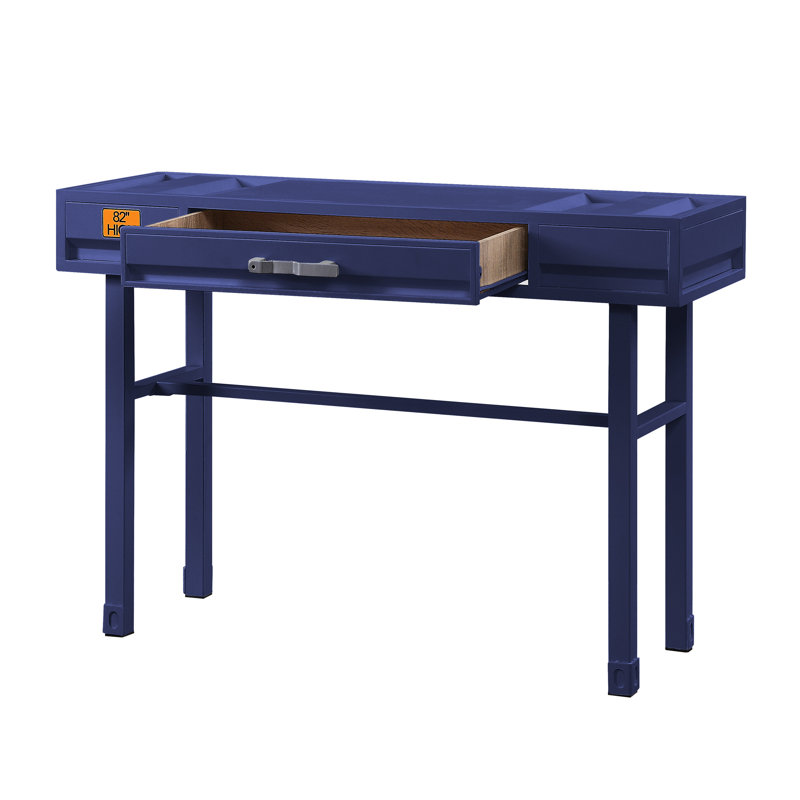 Bureau bleu avec coffre de rangement rectangulaire