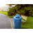 38 Gallon Outdoor Commercial Metal Slatted Trash Can Receptacle with Rain Bonnet Lid-88584467