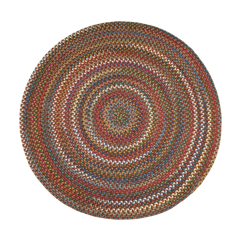 Orval Geometric Handmade Braided Area Rug, Round 10', Red 