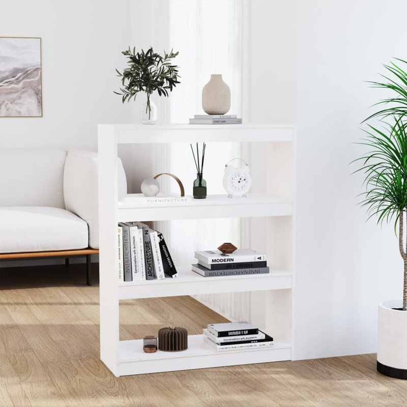 Paravent en bois de pin massif, Blanc, (3 tablettes) H 40,7 po x l 31,5 po x P 11,8 po