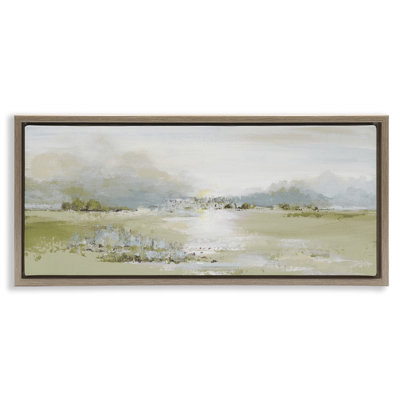 "Green Dunes", paysage abstrait, art mural sur toile flottant brun