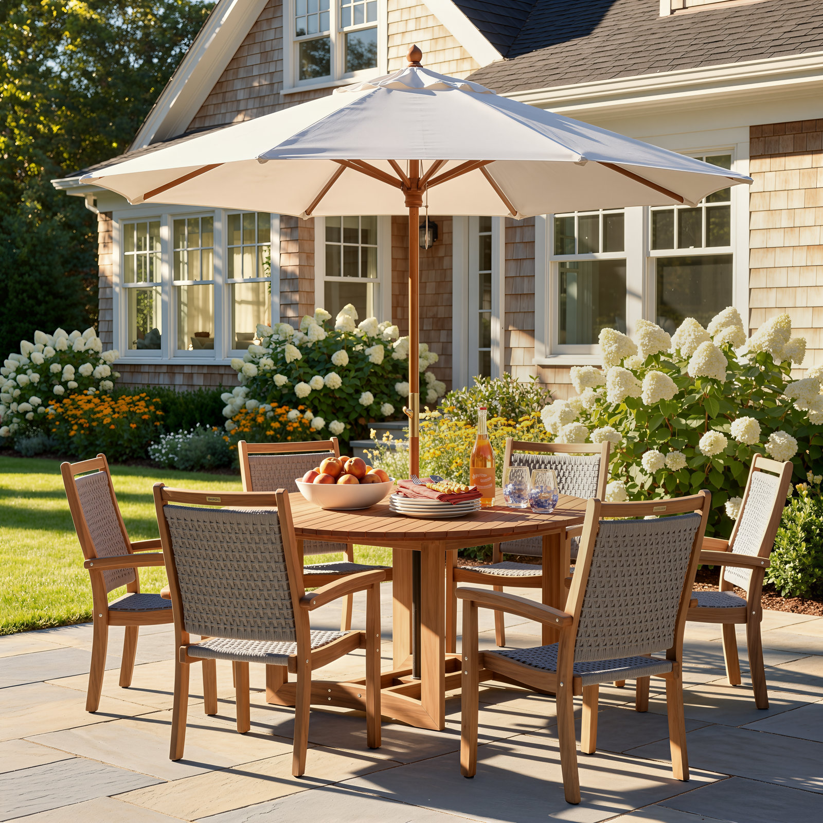Fleur 63" Eucalyptus Patio Dining Table, Brown