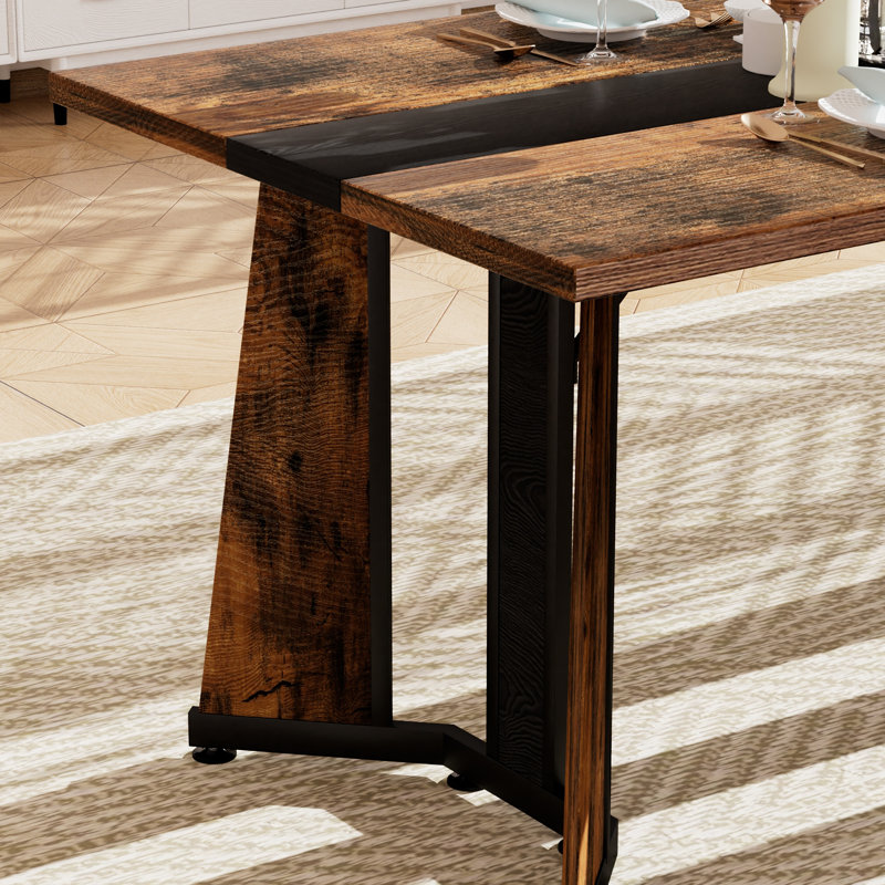 70.9"Rectangular Large Dining Table, Waterproof Large Desk For 8 People, Deluxe Family Dining Table With Adjustable Legs For Kitchen,Living Room,Office, Rustic Brown,70.9''W X 35.4''D X 30.3''H