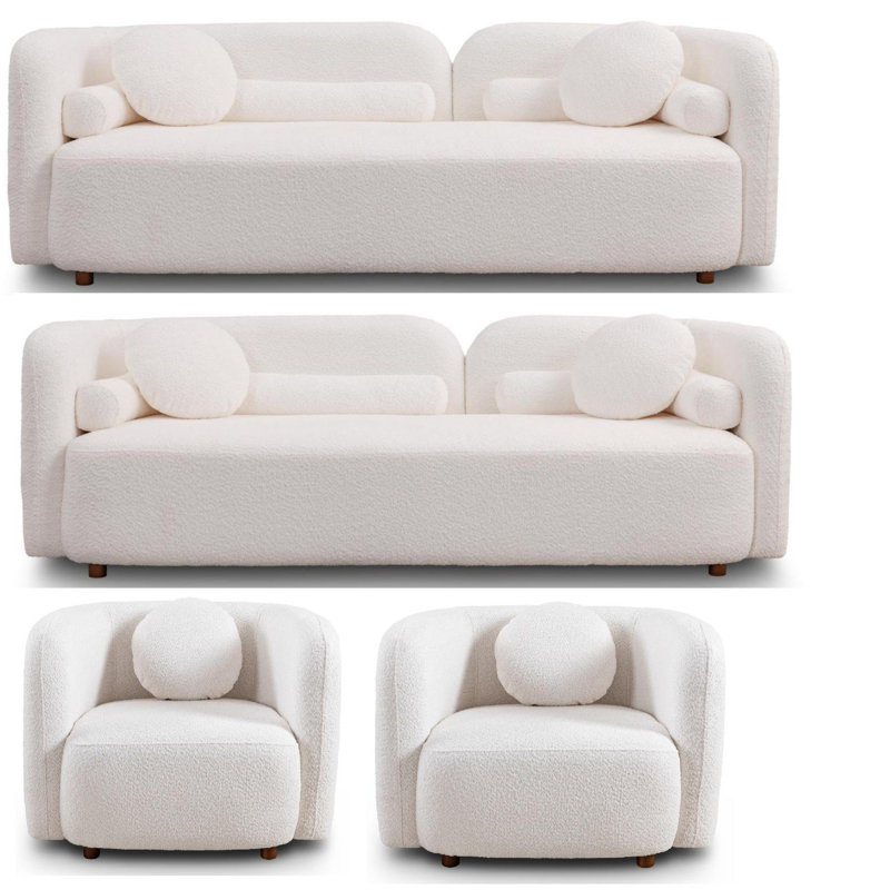 3311S, canapé de luxe moderne pour le salon, canapé rembourré blanc Boucle pour bureau à domicile, 8 places