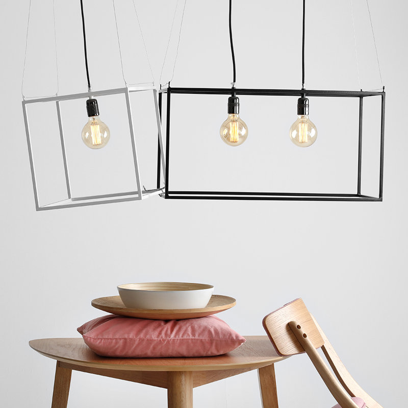 Alvaro 2 - Light White Square/Rectangle Pendant, Black