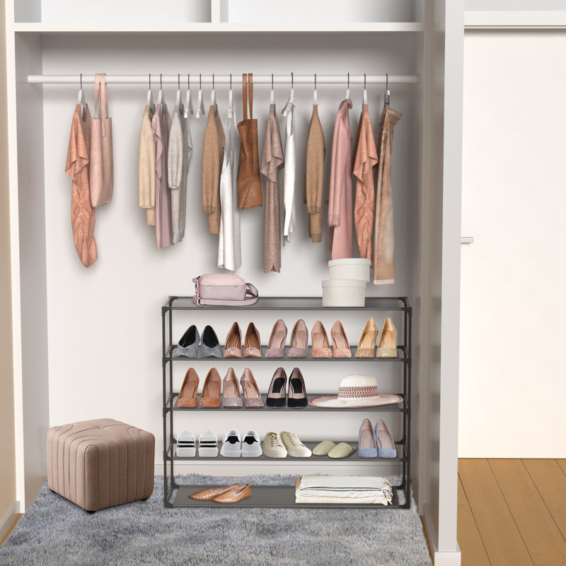 5 Tier Stackable Shoe Rack, Freestanding Entryway Shoe Storage Organizer