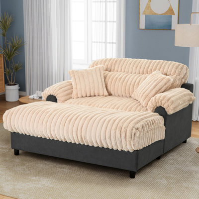 Canapé méridienne moderne, canapé méridienne nuage confortable en peluche avec deux coussins décoratifs pour salon, chambre, appartement et petits espaces