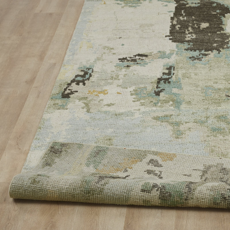 Toros Misty Jade Hand-Knotted Wool Area Rug, Rectangle 10' x 14'