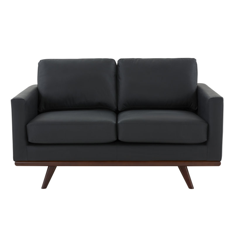 Kernis Modern 2-Seater Loveseat Sofa Upholstered Living Room Couch with Birch Wood Legs, Premium Leather or Mesh Foam Cushions for Home and Living Room