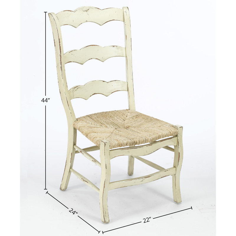 Dairis Solid Wood Ladder Back Side Chair, Parchment