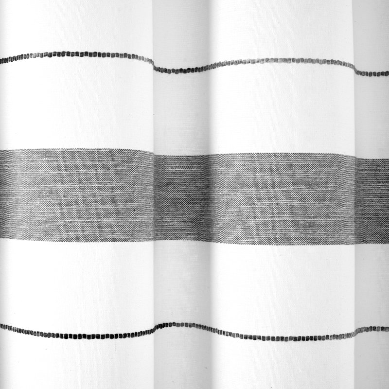 Rideau de douche rayé simple, Gris foncé / blanc