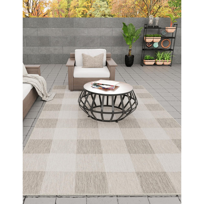 Tapis intérieur / extérieur gris Borland, Rectangle 2 pi x 3 pi 1 po