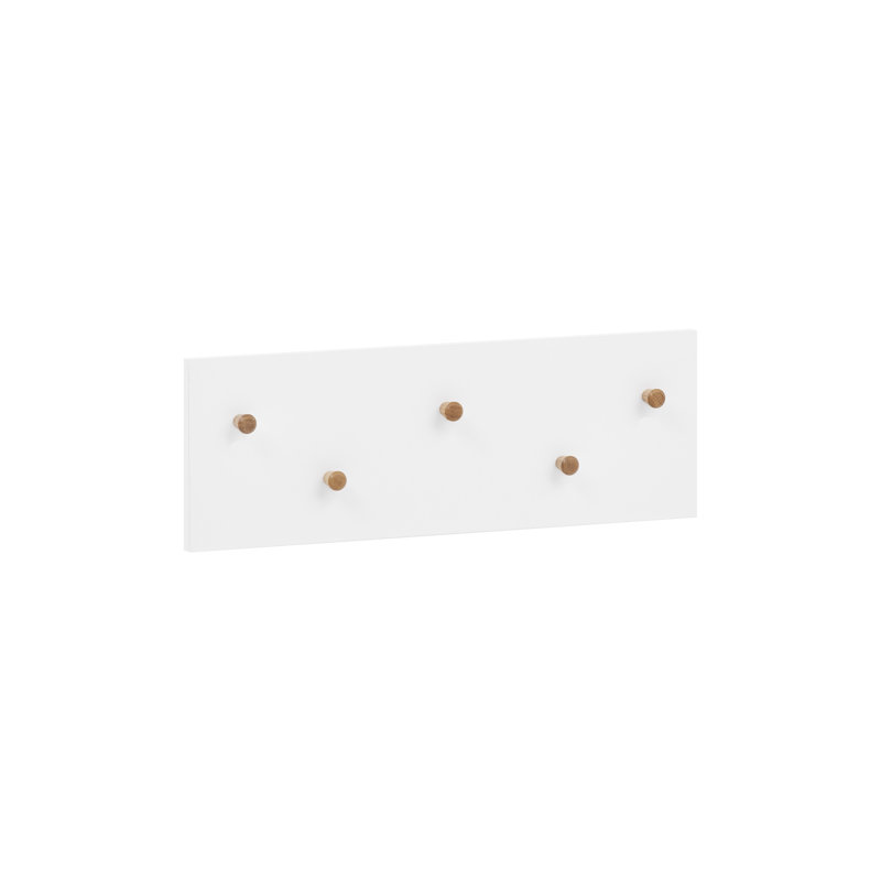 McDermitt Wall Mounted Required 5 - Hook Wall Mounted Coat Rack, White