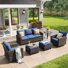 Ensemble de conversation pour patio en osier 5 personnes avec 2 chaises berçantes pivotantes et coussins