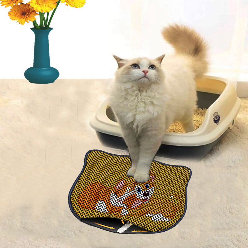 Tapis de litière durable pour chat, 15,7 po x 19,7 po | 50% PVC / 50% polyester, lavable à la machine et passer l'aspirateur | Parfait pour un nettoyage facile, conception antidérapante pour garder votre maison propre et fraîche, idéal pour les propriétaires d'animaux de compagnie