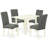 5 Piece Kitchen Table Set for 4 Includes a Rectangle Dining Room Table with Dropleaf and 4 Gray Linen Fabric Upholstered Chairs, Linen White-1234942955-1234942954-1234942953