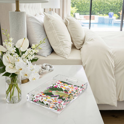Fantasy Tropical White Acrylic Rectangle Decorative Tray