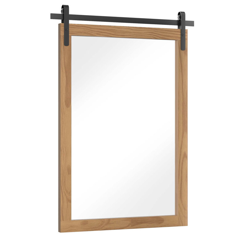 Miroir d'appoint mural rectangulaire, Brun rustique, 36 po x 24 po