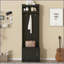 Arbre d'entrée moderne avec banc de rangement, armoire et amp; 6 crochets | Noir | Panneau de particules-153782590