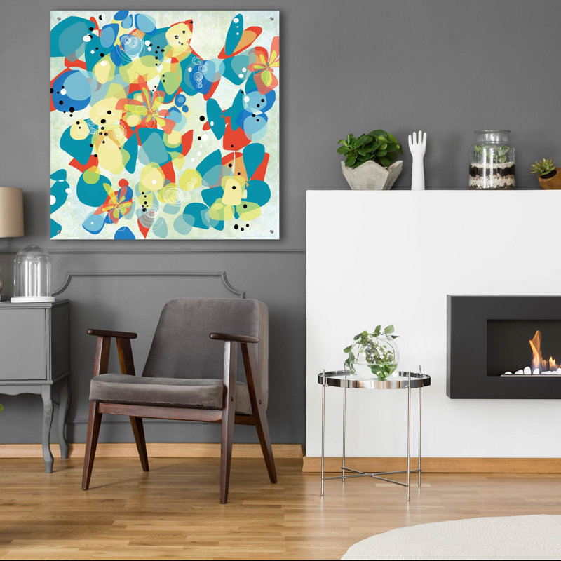 «Falling On Water 2» par Jan Weiss, art mural en verre acrylique, H 36 po x l 36 po x P 0,2 po