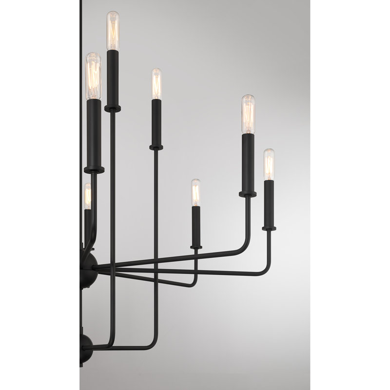 Treyvion 12 - Light Dimmable Linear Chandelier in Black, Black