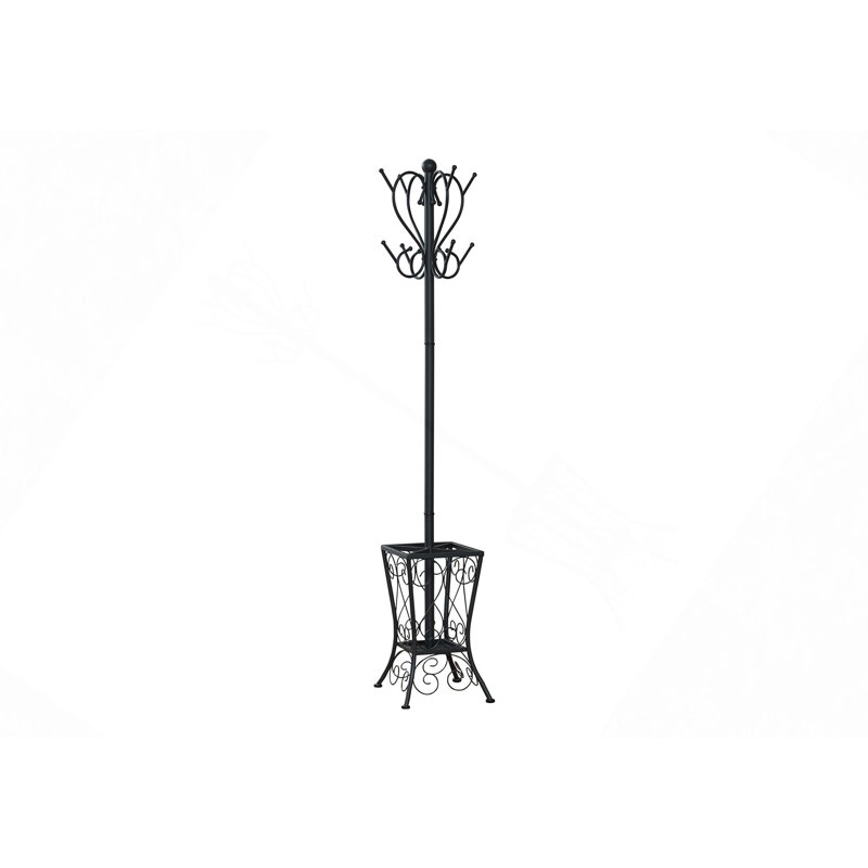 Coat Rack, Hall Tree, Free Standing, 8 Hooks, Entryway, 71"H, Umbrella Holder, Bedroom Metal, Transitional