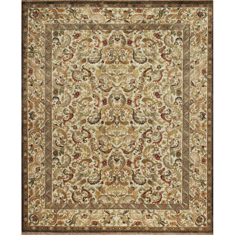 Golden Age Hand Knotted Wool Area Rug, Rectangle 5' x 7'