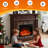  46" TV Stand Electric Fireplace with Mantel, Portable Freestanding Wood Stove with Remote Control, 23'' Electric Fireplace Insert Heater, 1400W Realistic 3D Flame Stacked Stone Surround-321203192-321203193