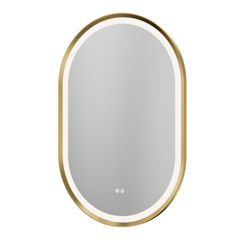 Bathroom Framed Dimmable Anti-Fog With 3 Colour Adjustment LED Mirror Front&Backlit Vanity Mirror, 32 po x 20 po, Noir mat