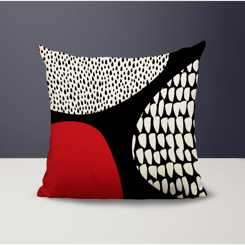Coussin carré intérieur / extérieur pia, H 15 po x l 15 po, Rouge / noir / blanc cassé