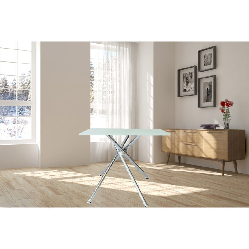 Table carrée moderne de 91 cm (36 po) en verre trempé dépoli pour salles à manger, avec pieds et plateau décoratif, pour des pièces élégantes et tendance.