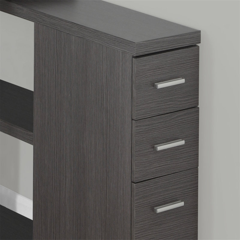 Bureau d'ordinateur, bureau personnel, coin, gauche, configuration à droite, tiroirs de rangement, forme en L, Gris