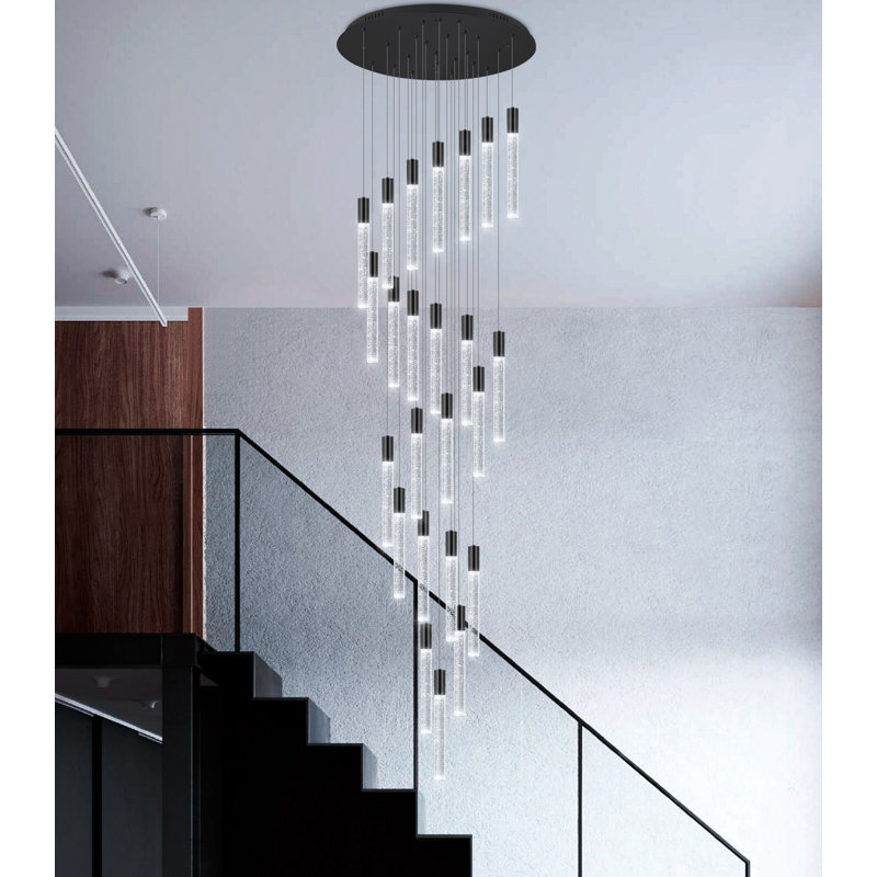 Lustre en cristal, Noir, 24, H 157 po x l 23,6 po x P 23,6 po