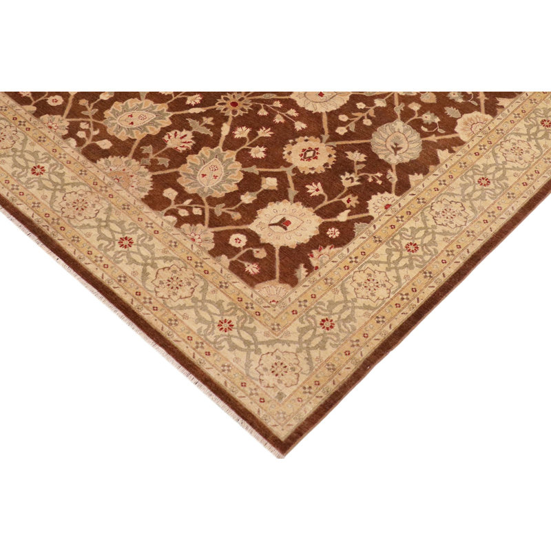 Tapis brun / taupe en laine noué à la main 10 pi 3 po x 9 pi 8 po Abbigail Southwestern