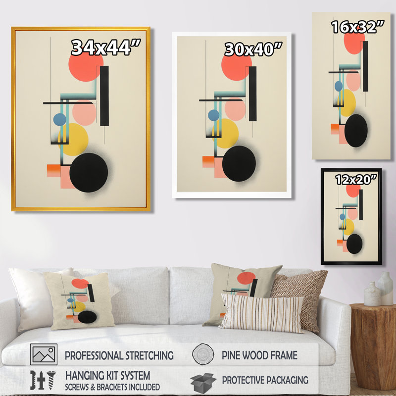 Décoration murale équilibrée géométrique rétro - équilibre minimaliste, H 20 po x l 12 po x P 1 po