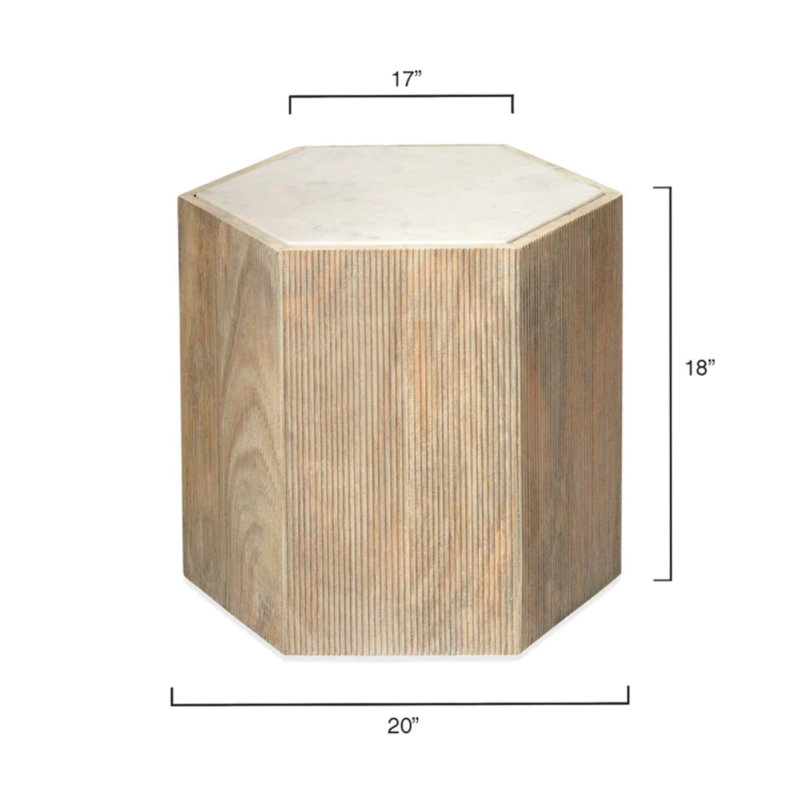 Tiney Marble End Table, 14" H x 20" W x 17" D
